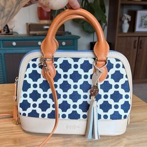 EUC Spartina 449 Navy and Cream Satchel